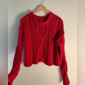 free people red sweater